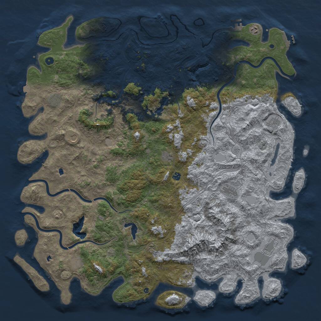 Rust Map: Procedural Map, Size: 6000, Seed: 30375486, 17 Monuments