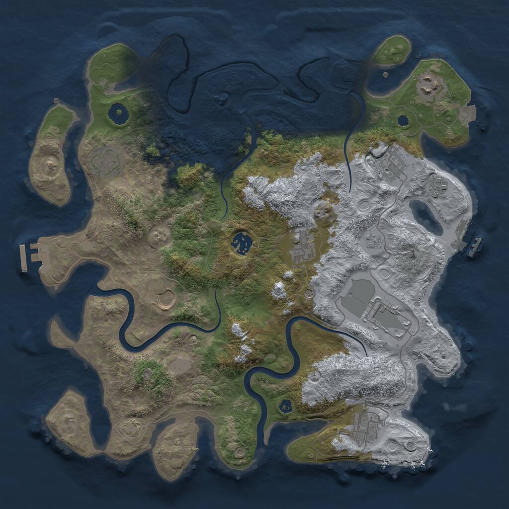 Rust Map: Procedural Map, Size: 3750, Seed: 736433275, 15 Monuments