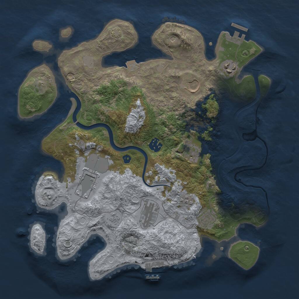 Rust Map: Procedural Map, Size: 3500, Seed: 403705095, 14 Monuments