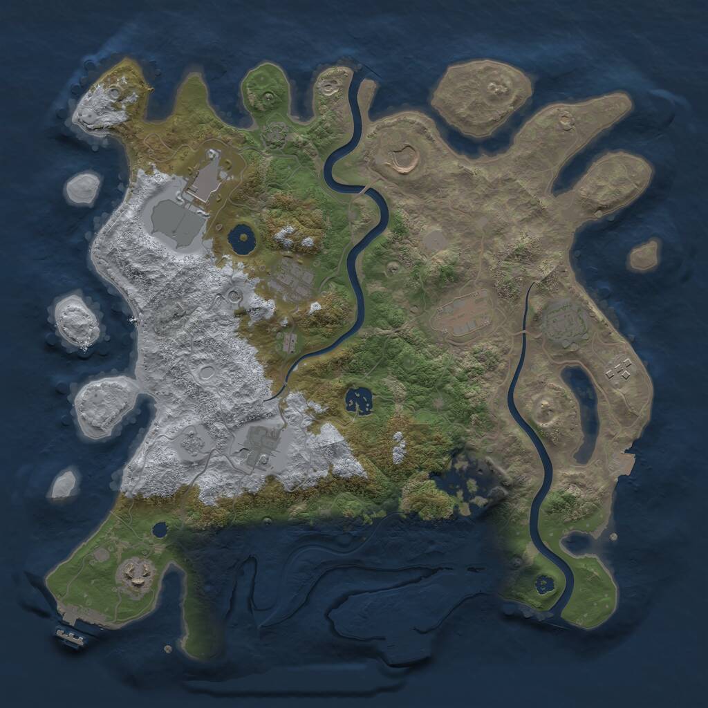Rust Map: Procedural Map, Size: 3750, Seed: 1907610753, 16 Monuments
