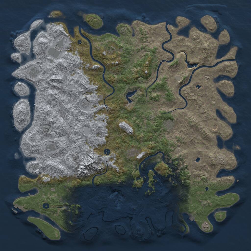 Rust Map: Procedural Map, Size: 6000, Seed: 7850684, 16 Monuments