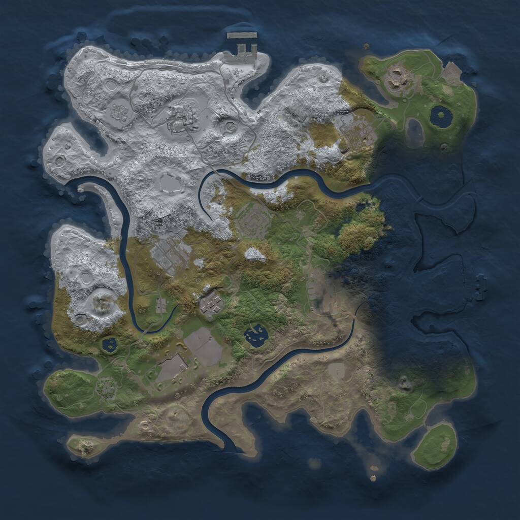 Rust Map: Procedural Map, Size: 3500, Seed: 546750515, 15 Monuments