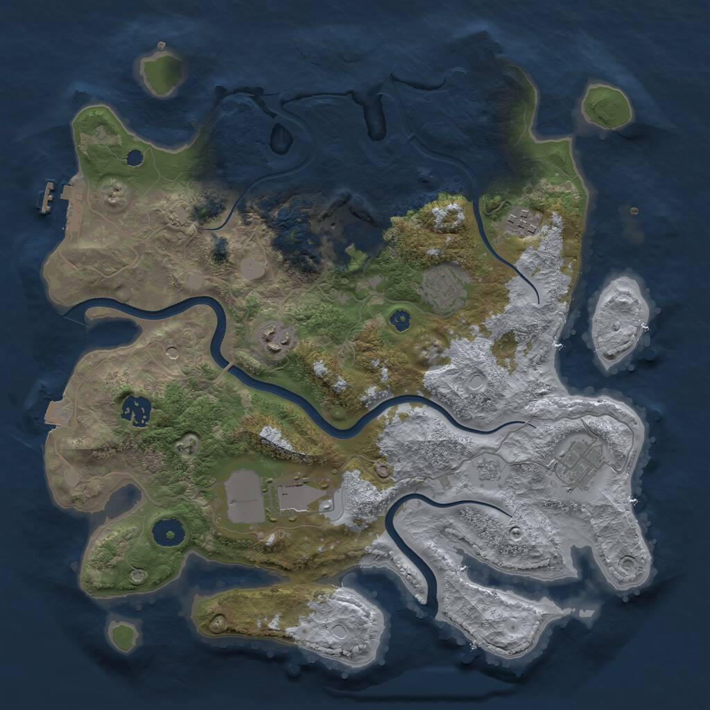 Rust Map: Procedural Map, Size: 3500, Seed: 278095800, 13 Monuments