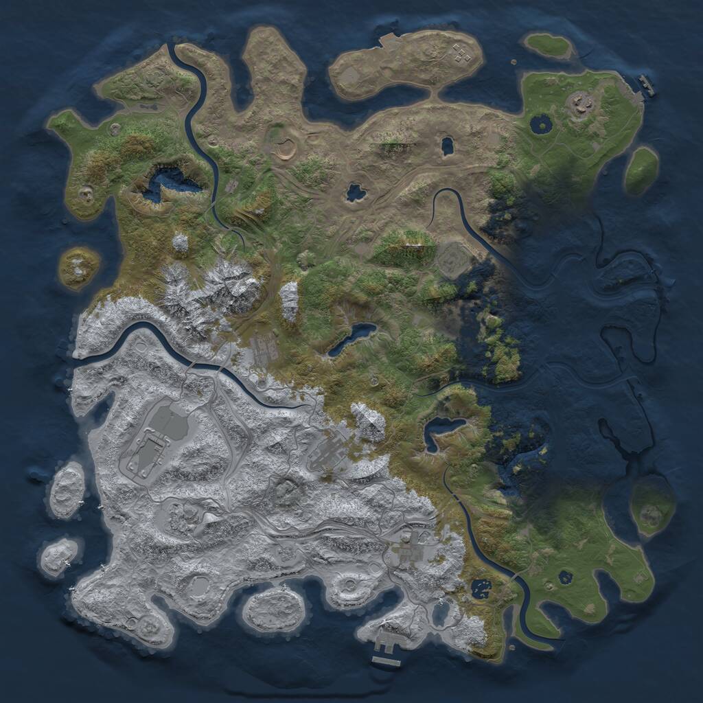 Rust Map: Procedural Map, Size: 5000, Seed: 1214620549, 17 Monuments