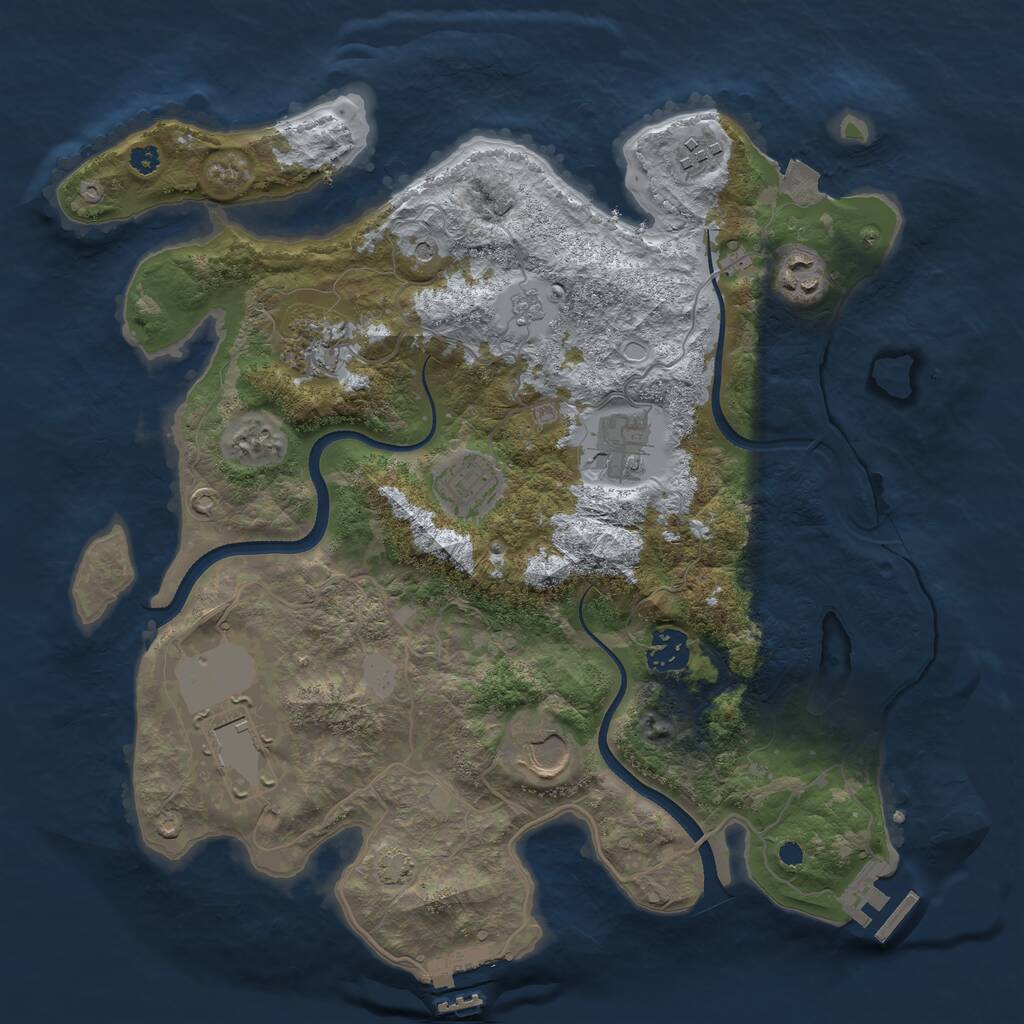 Rust Map: Procedural Map, Size: 3500, Seed: 469637226, 14 Monuments