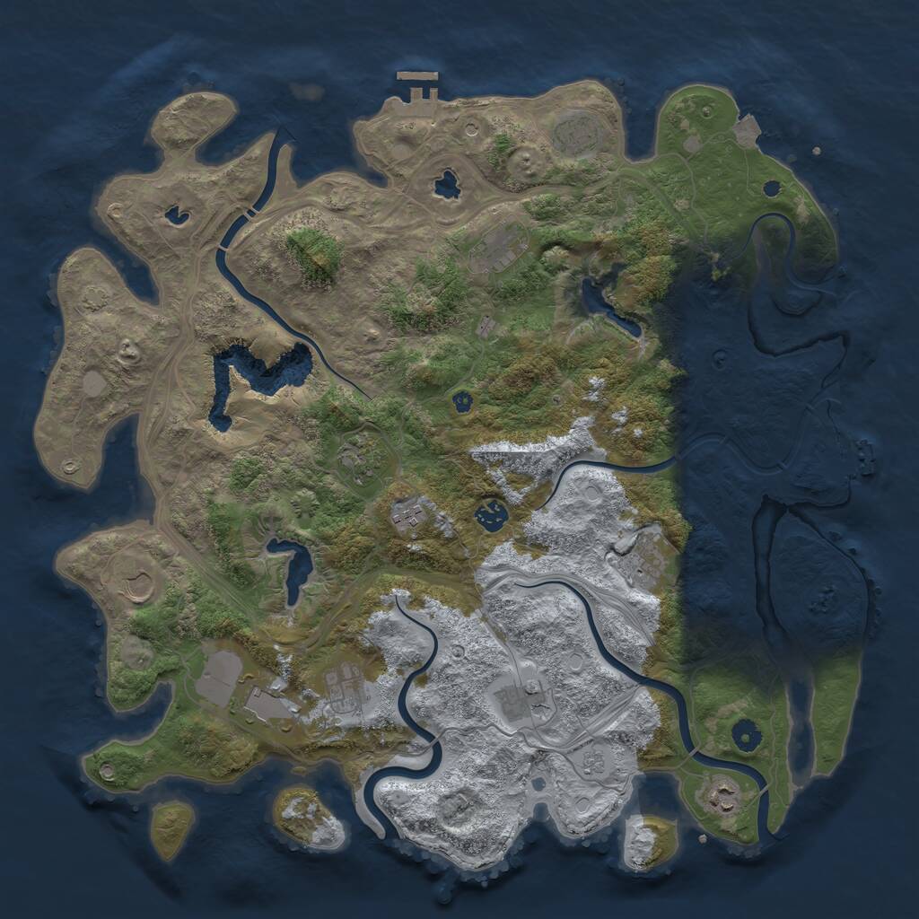 Rust Map: Procedural Map, Size: 4500, Seed: 1059500040, 17 Monuments