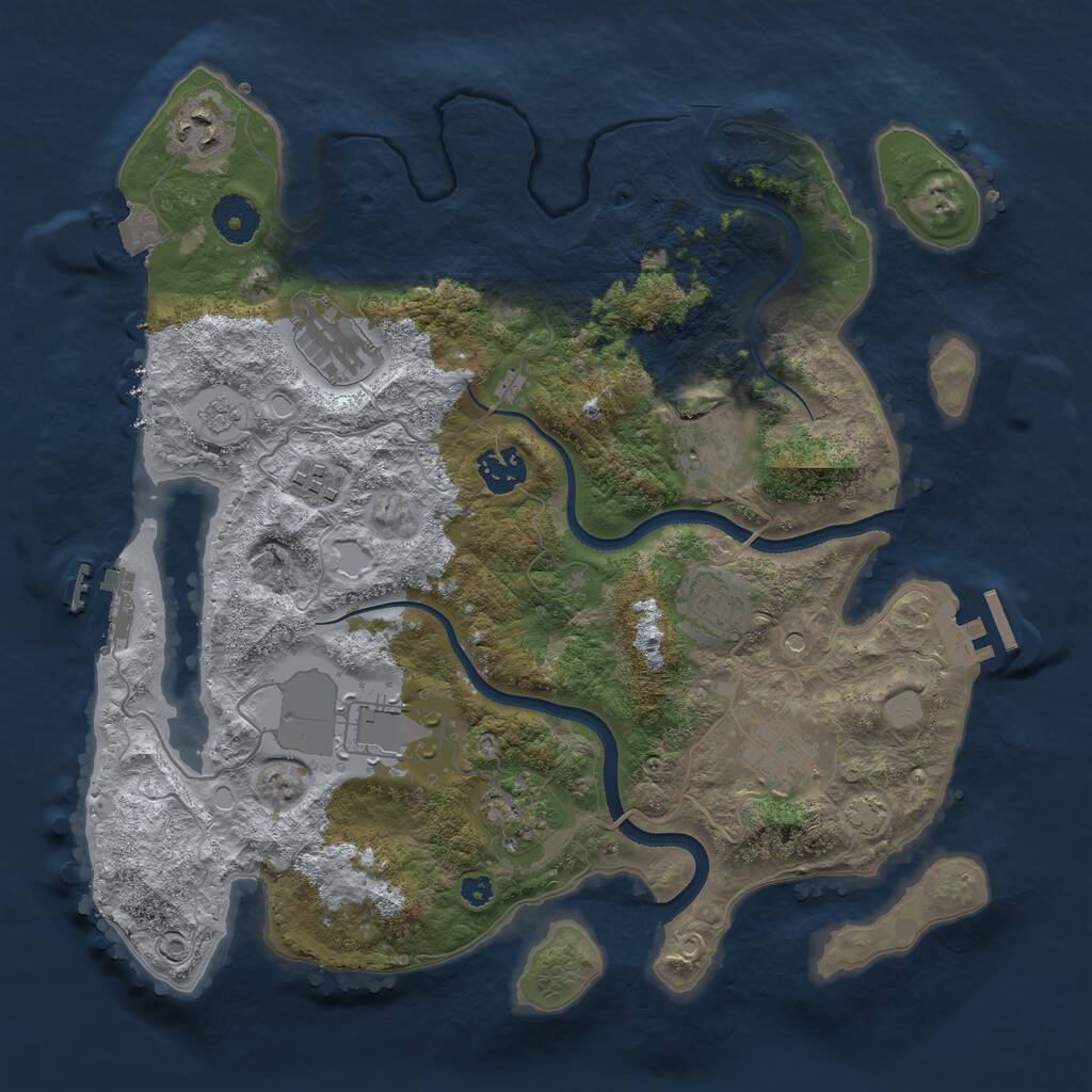Rust Map: Procedural Map, Size: 3500, Seed: 83883887, 15 Monuments