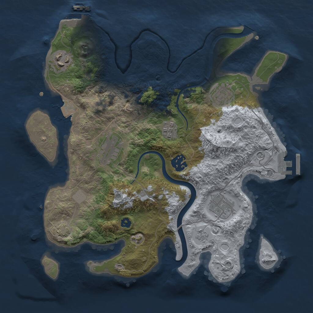 Rust Map: Procedural Map, Size: 3000, Seed: 2646432, 12 Monuments