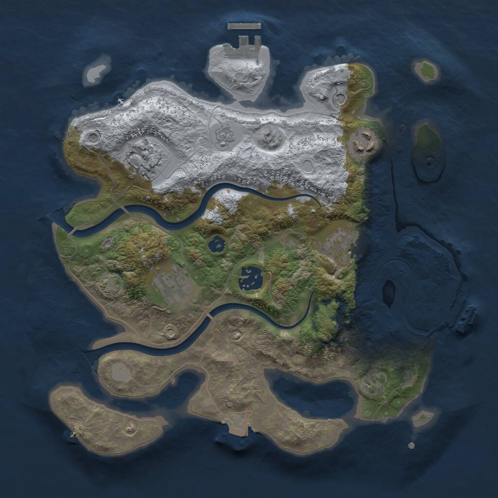 Rust Map: Procedural Map, Size: 3000, Seed: 683675, 11 Monuments