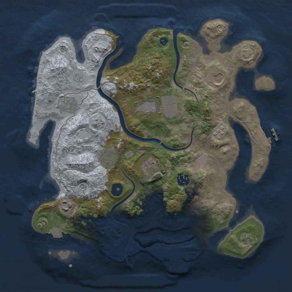 Rust Map: Procedural Map, Size: 3500, Seed: 160837665, 14 Monuments