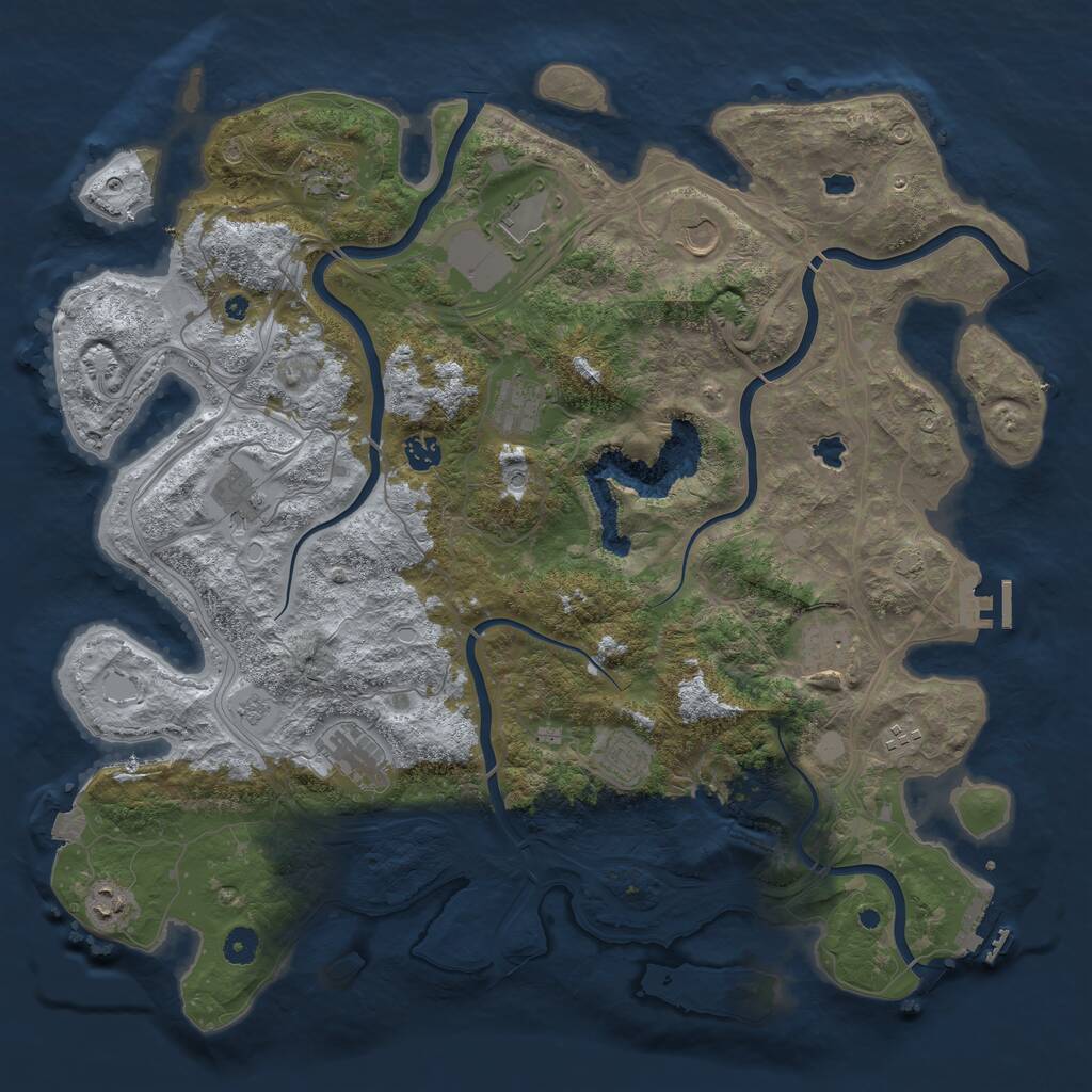 Rust Map: Procedural Map, Size: 4500, Seed: 54673, 17 Monuments