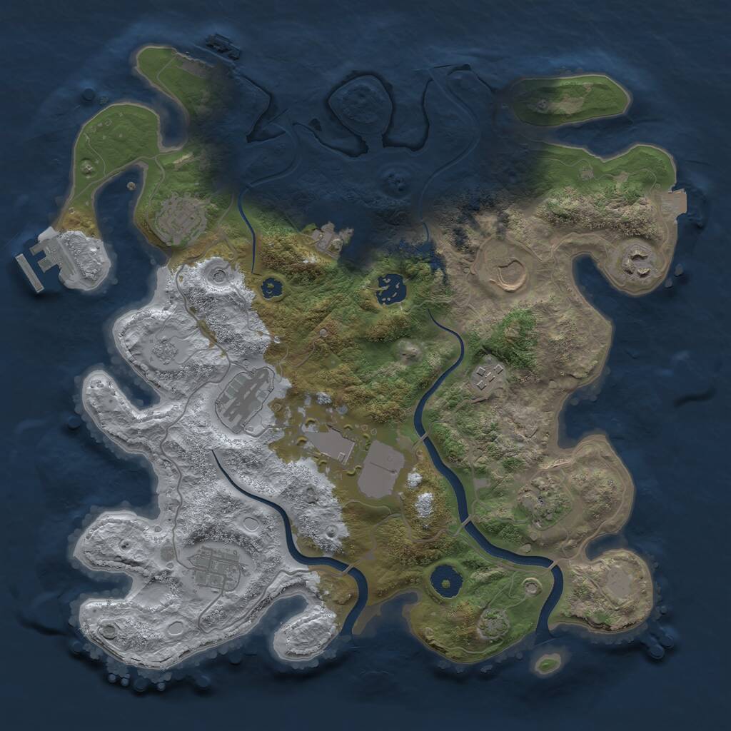 Rust Map: Procedural Map, Size: 3500, Seed: 677404170, 16 Monuments