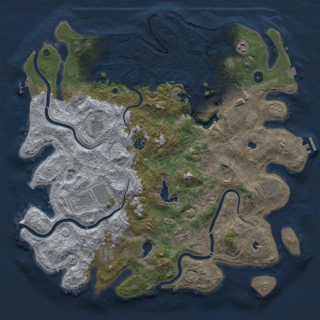 Rust Map: Procedural Map, Size: 4500, Seed: 104582991, 16 Monuments