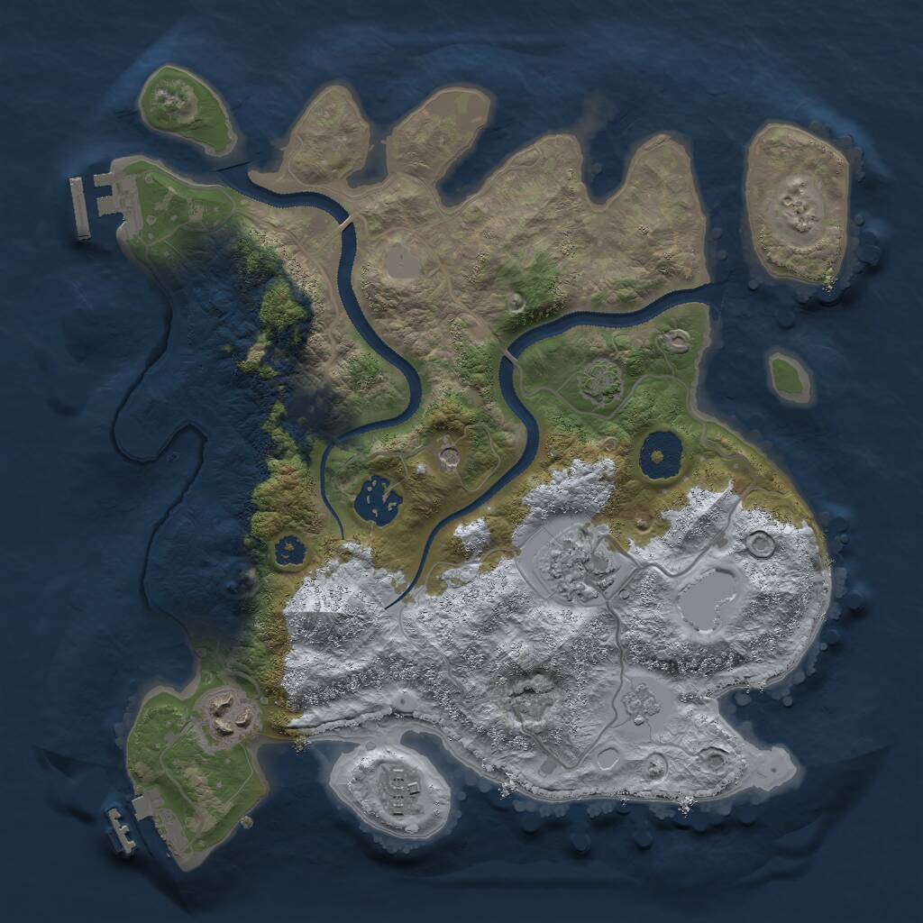Rust Map: Procedural Map, Size: 3000, Seed: 1545049034, 10 Monuments