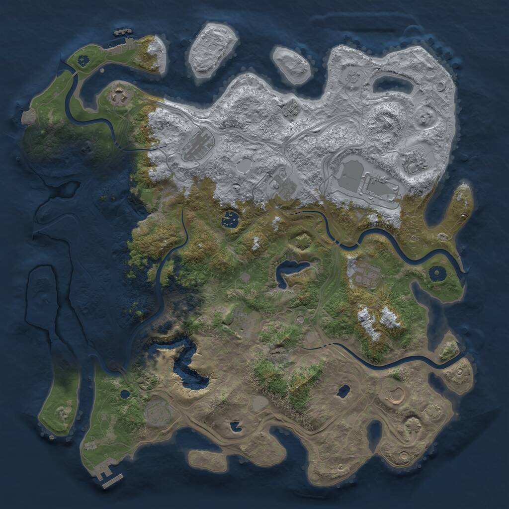 Rust Map: Procedural Map, Size: 4500, Seed: 1013403193, 17 Monuments