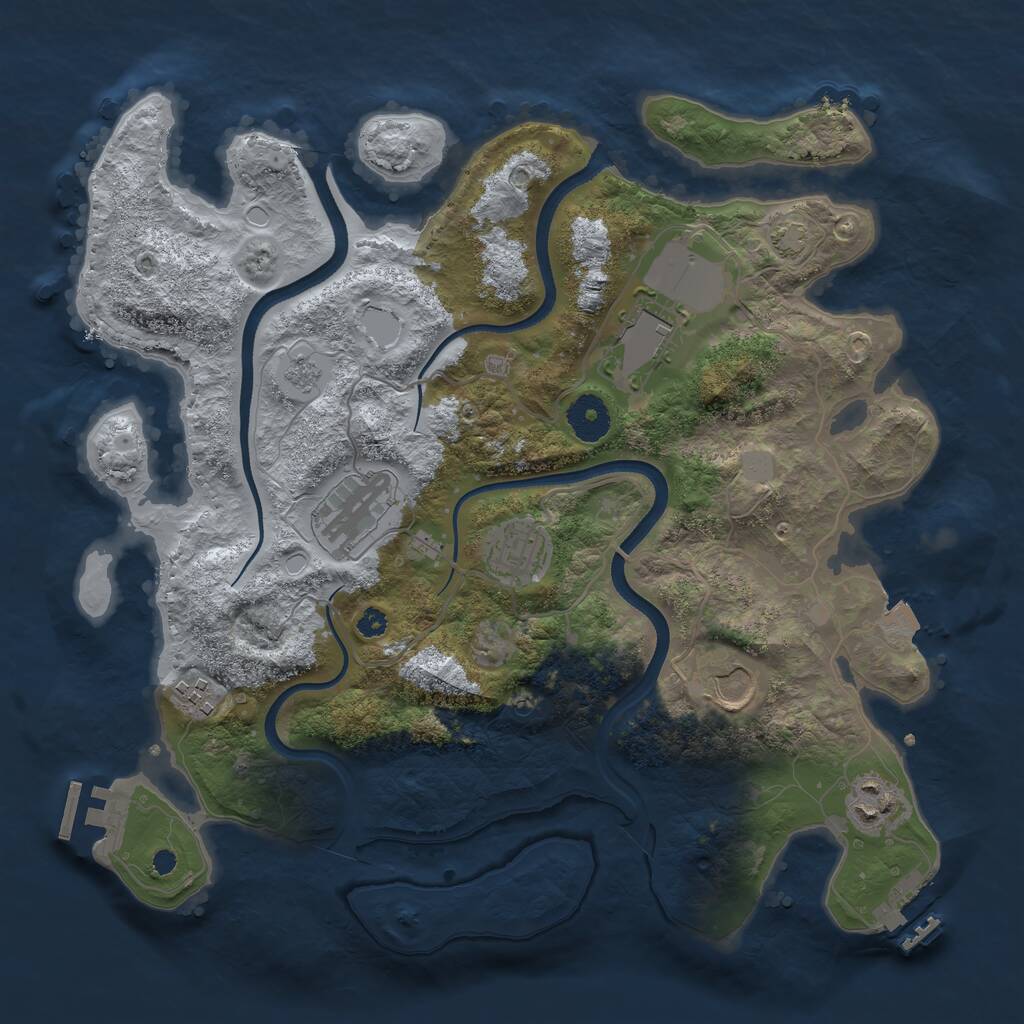 Rust Map: Procedural Map, Size: 3500, Seed: 392242560, 12 Monuments