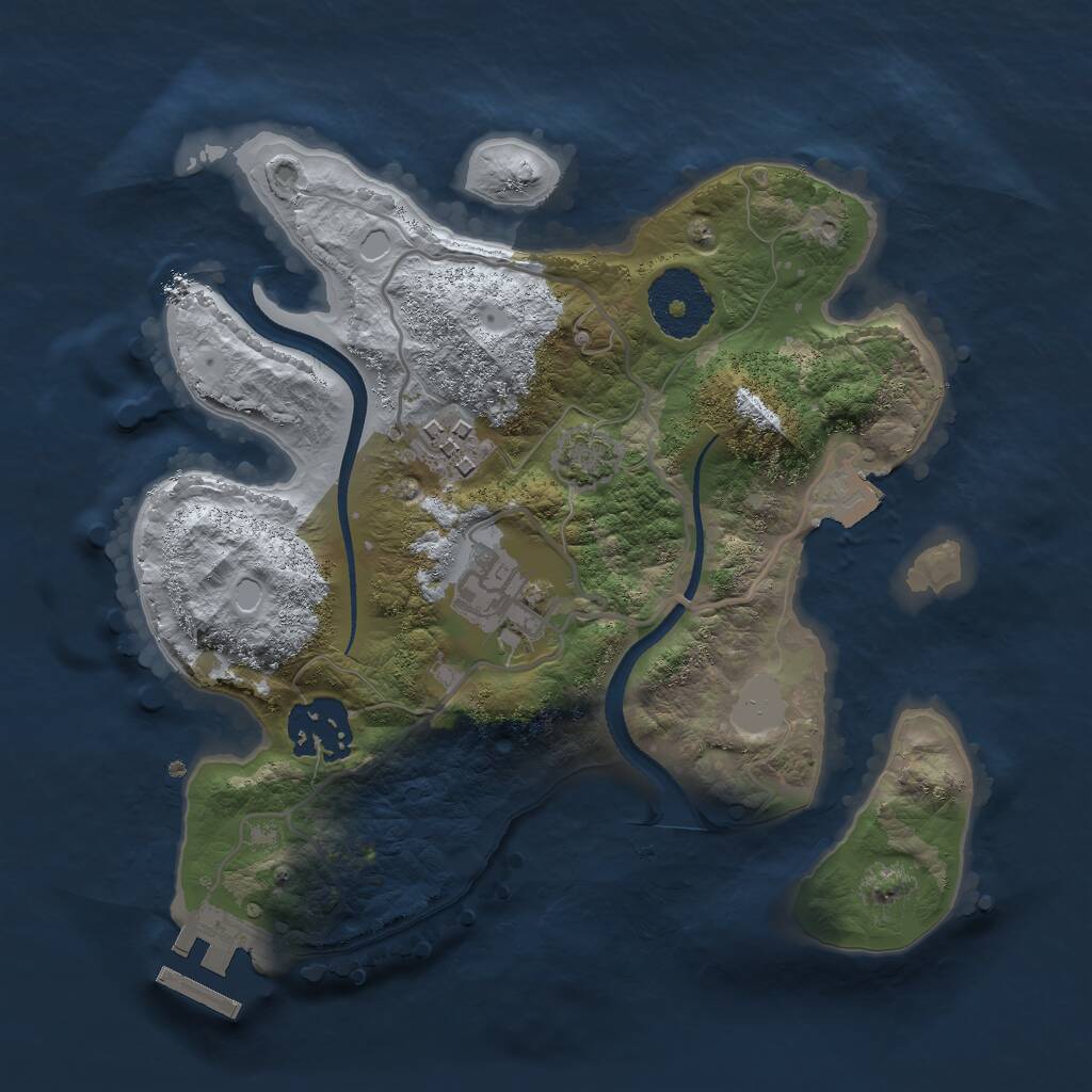 Rust Map: Procedural Map, Size: 2500, Seed: 732023428, 6 Monuments