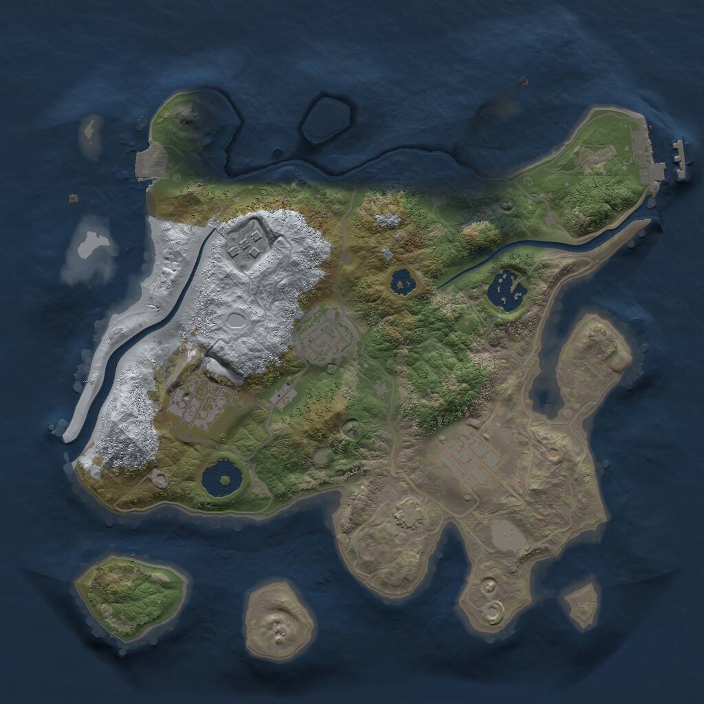 Rust Map: Procedural Map, Size: 2800, Seed: 1083143685, 8 Monuments