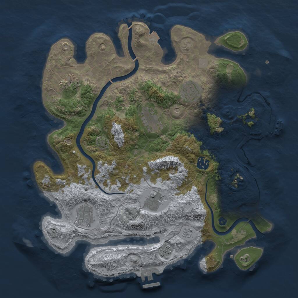 Rust Map: Procedural Map, Size: 3500, Seed: 242229, 13 Monuments