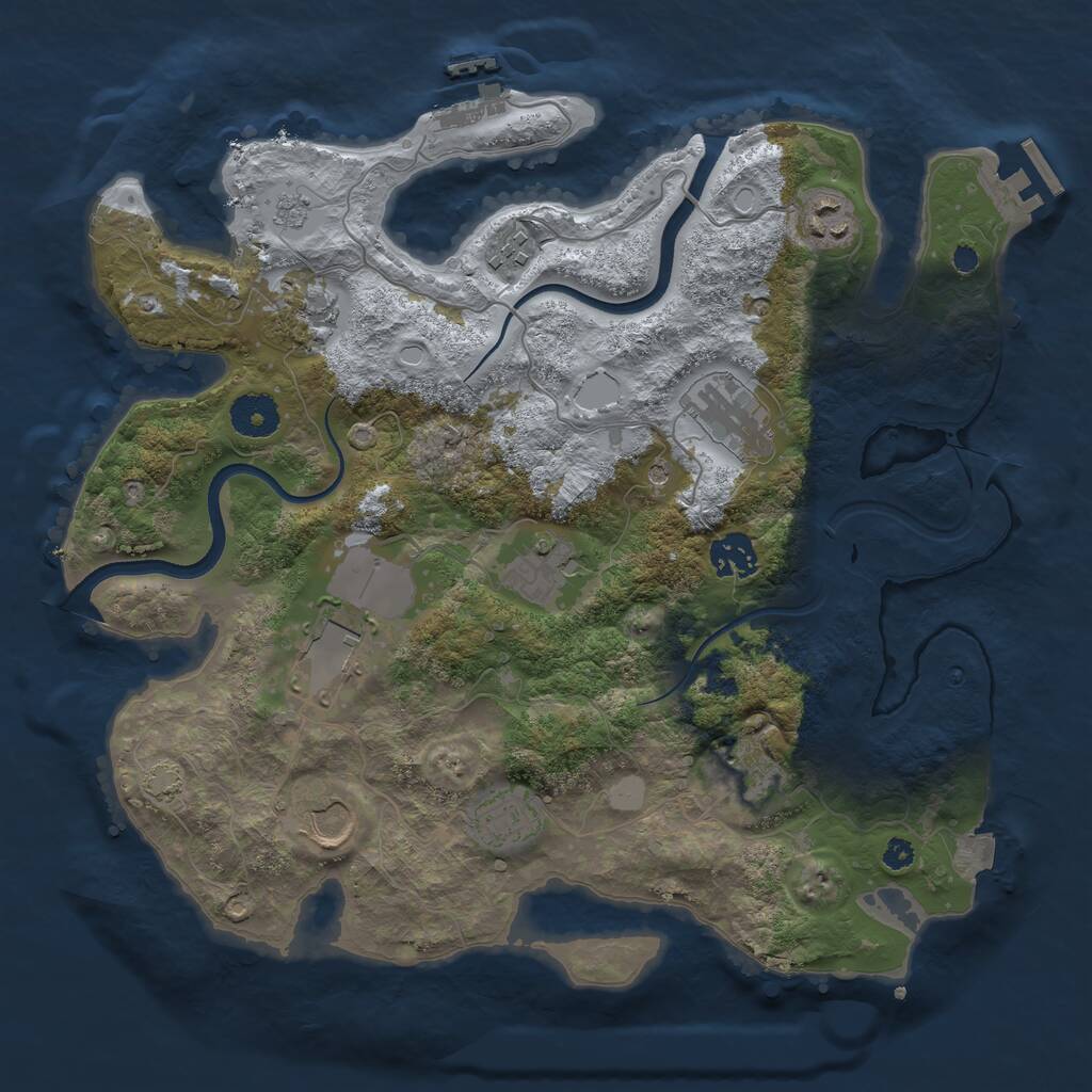 Rust Map: Procedural Map, Size: 3500, Seed: 698222472, 16 Monuments