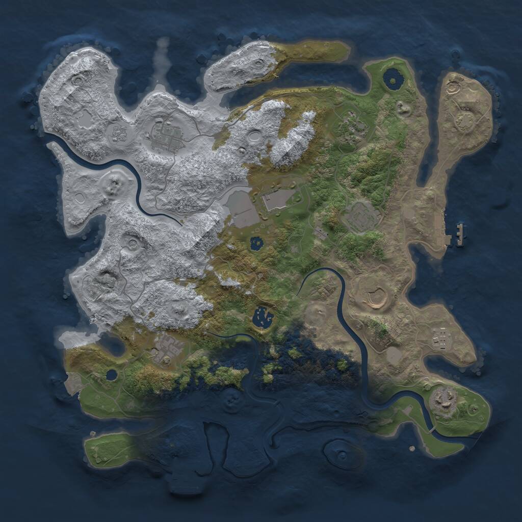 Rust Map: Procedural Map, Size: 3750, Seed: 1225583076, 15 Monuments
