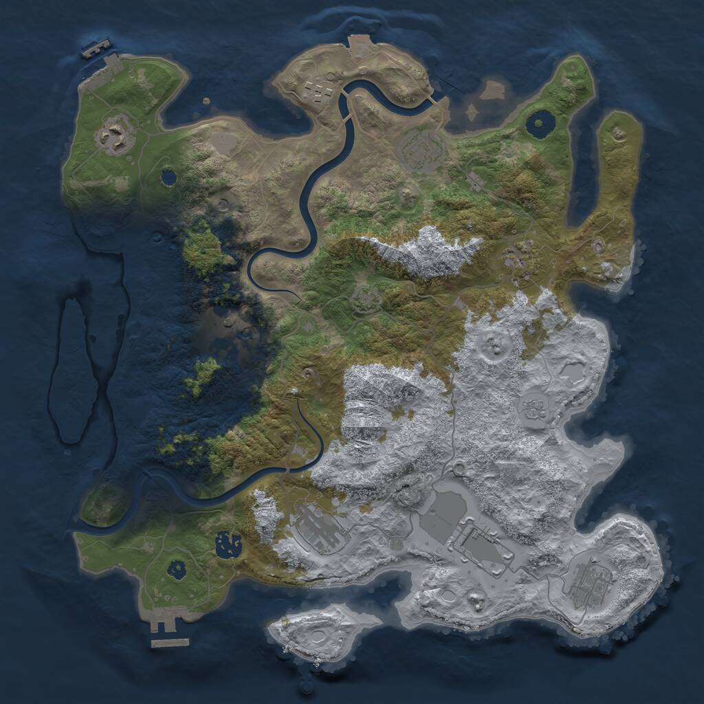 Rust Map: Procedural Map, Size: 3750, Seed: 1733264223, 15 Monuments