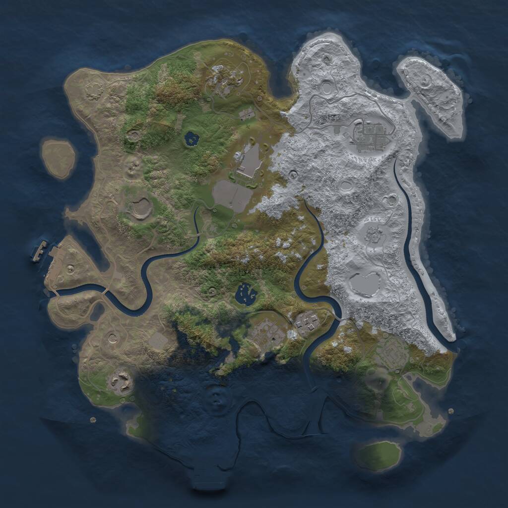 Rust Map: Procedural Map, Size: 3509, Seed: 775175426, 15 Monuments