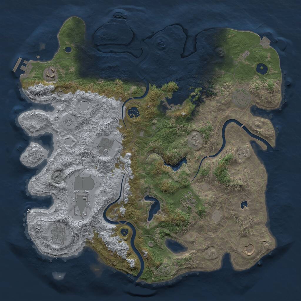 Rust Map: Procedural Map, Size: 4000, Seed: 1685530223, 16 Monuments