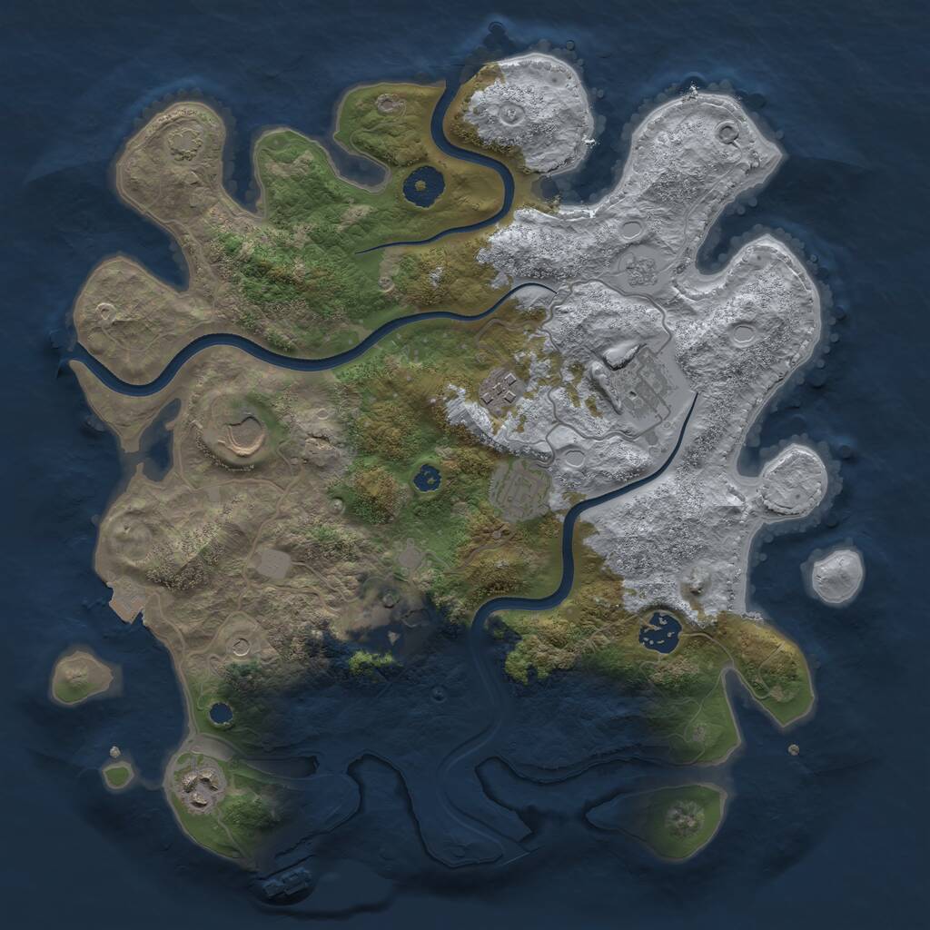 Rust Map: Procedural Map, Size: 3500, Seed: 1678599716, 12 Monuments