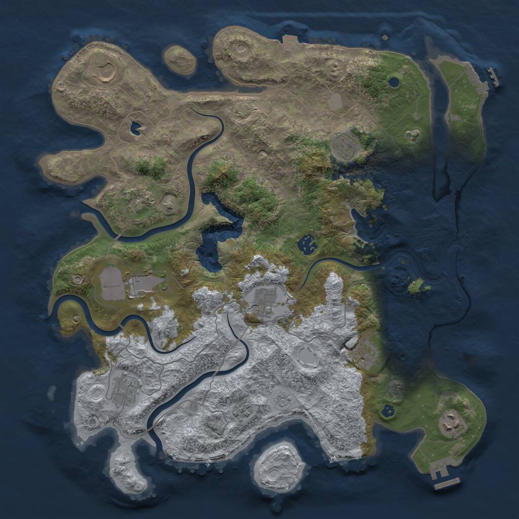 Rust Map: Procedural Map, Size: 4050, Seed: 1417841094, 16 Monuments