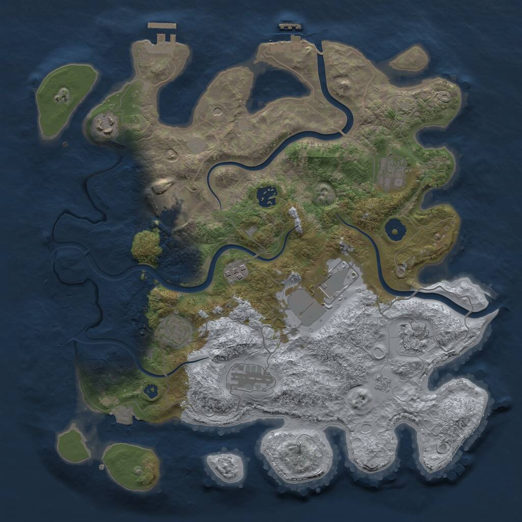 Rust Map: Procedural Map, Size: 3700, Seed: 114960810, 15 Monuments