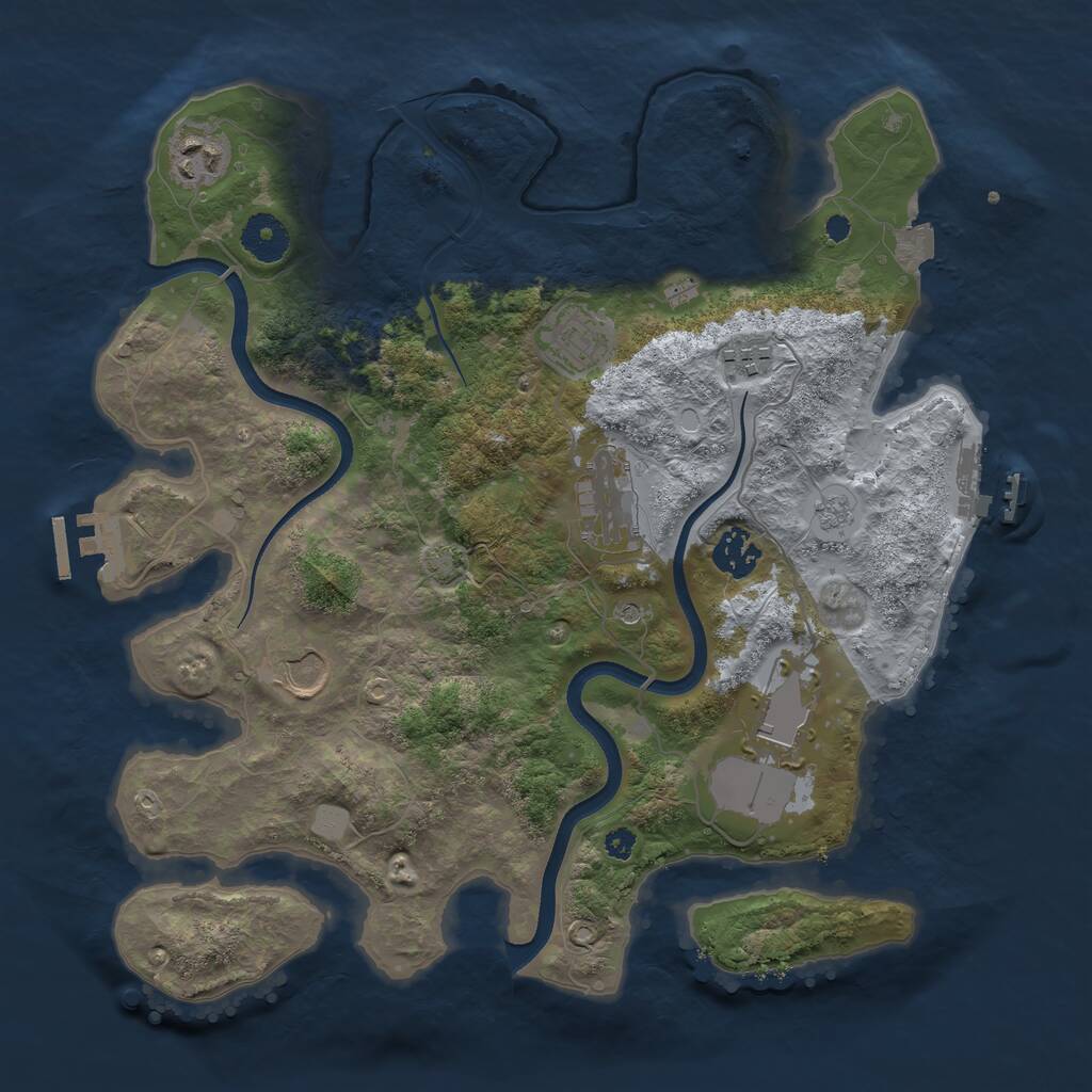 Rust Map: Procedural Map, Size: 3500, Seed: 194797273, 13 Monuments