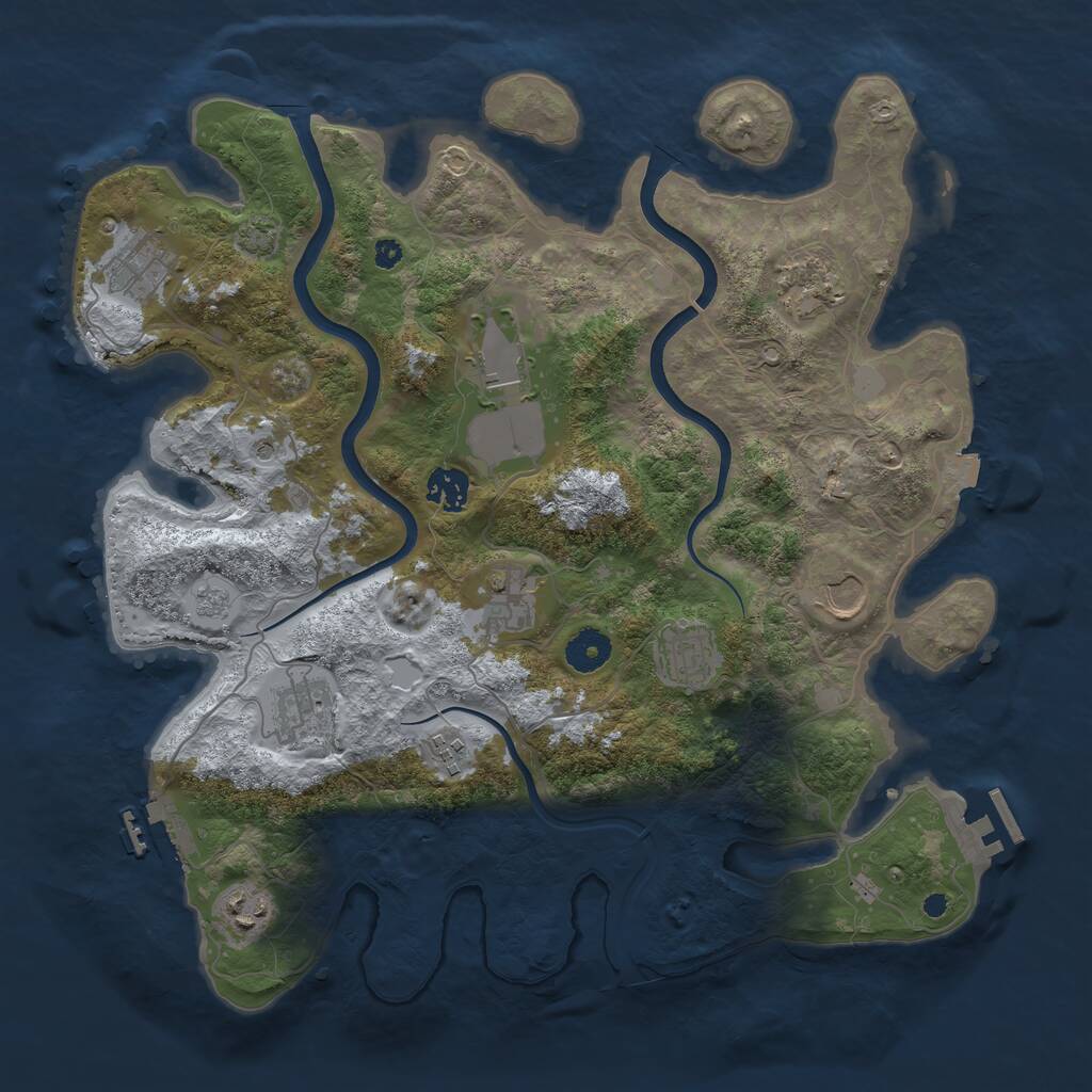 Rust Map: Procedural Map, Size: 3750, Seed: 76, 16 Monuments