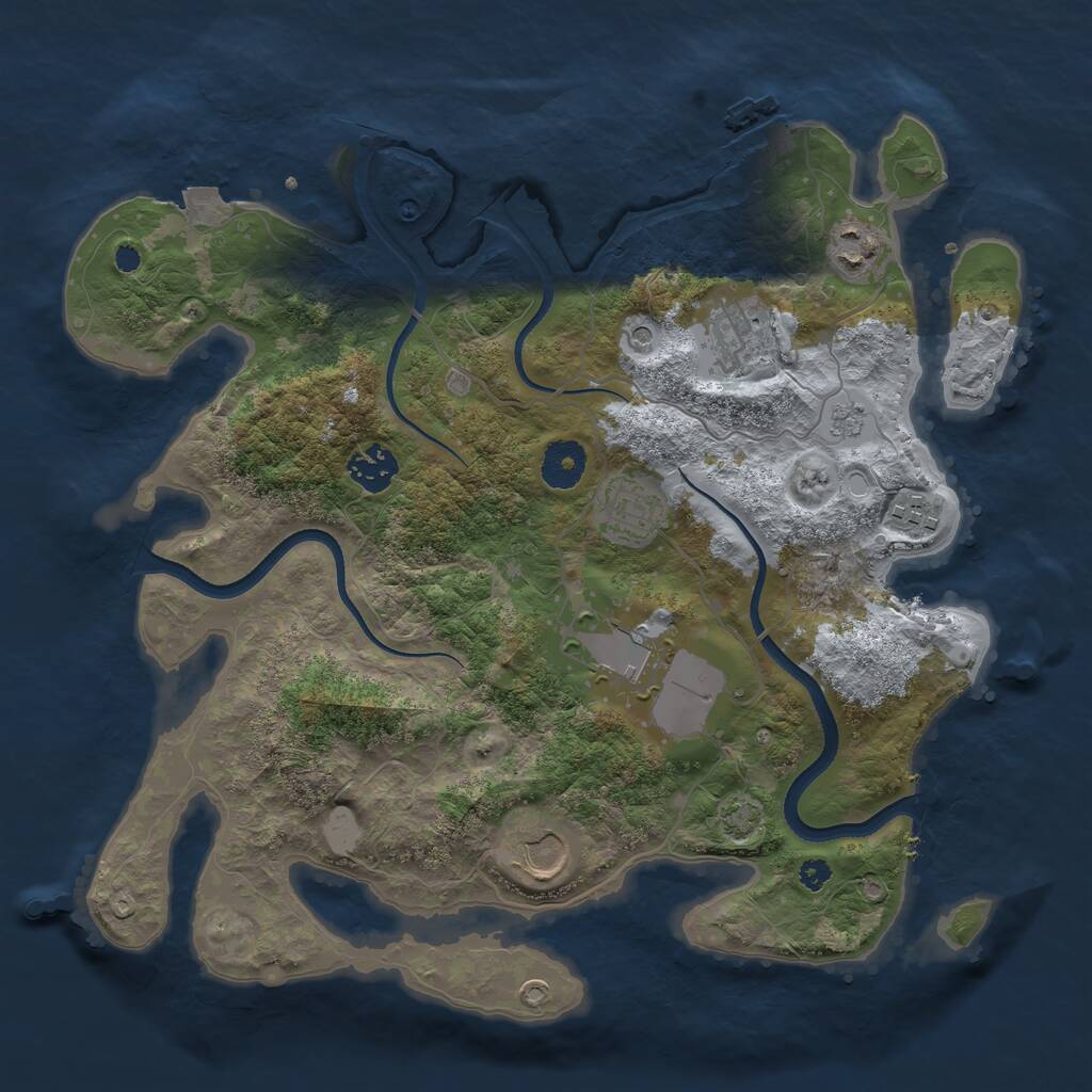 Rust Map: Procedural Map, Size: 3500, Seed: 410300014, 12 Monuments