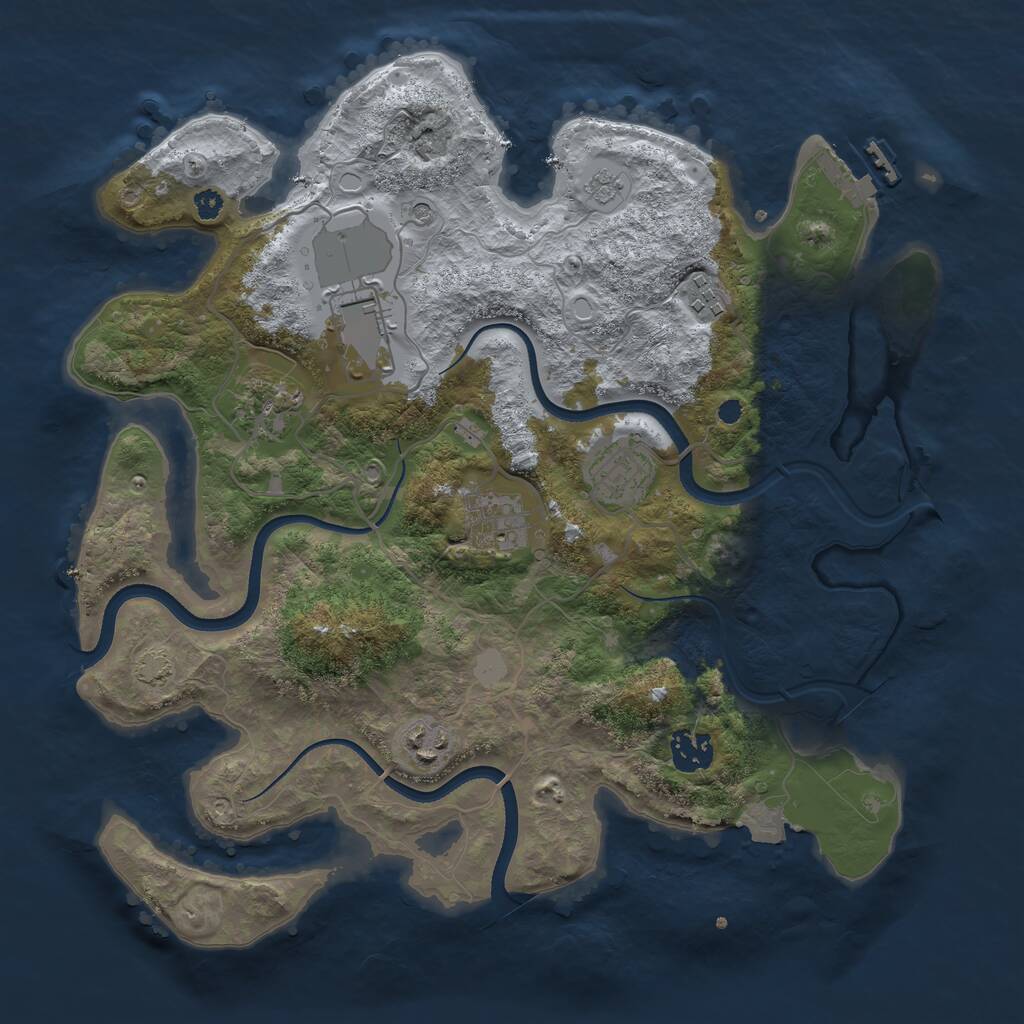 Rust Map: Procedural Map, Size: 3500, Seed: 864820376, 12 Monuments