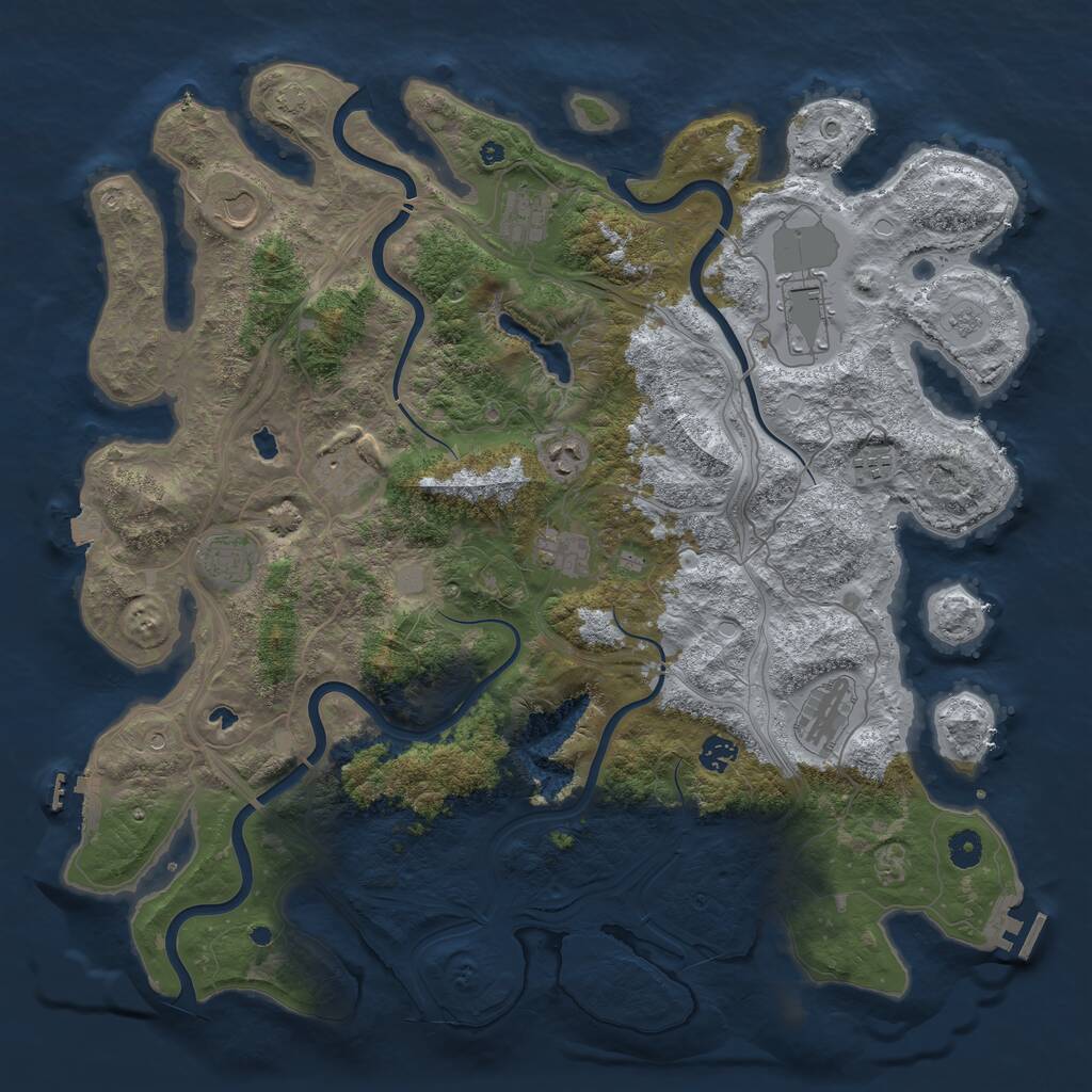 Rust Map: Procedural Map, Size: 4500, Seed: 2070085456, 16 Monuments