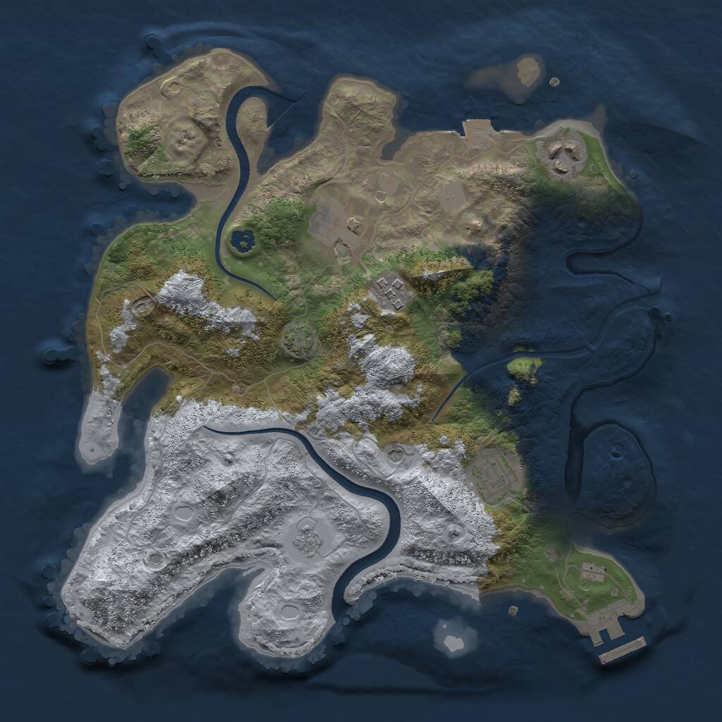 Rust Map: Procedural Map, Size: 3000, Seed: 406372235, 9 Monuments