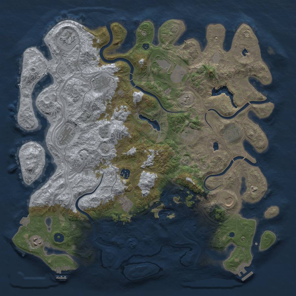 Rust Map: Procedural Map, Size: 4500, Seed: 1064725443, 17 Monuments