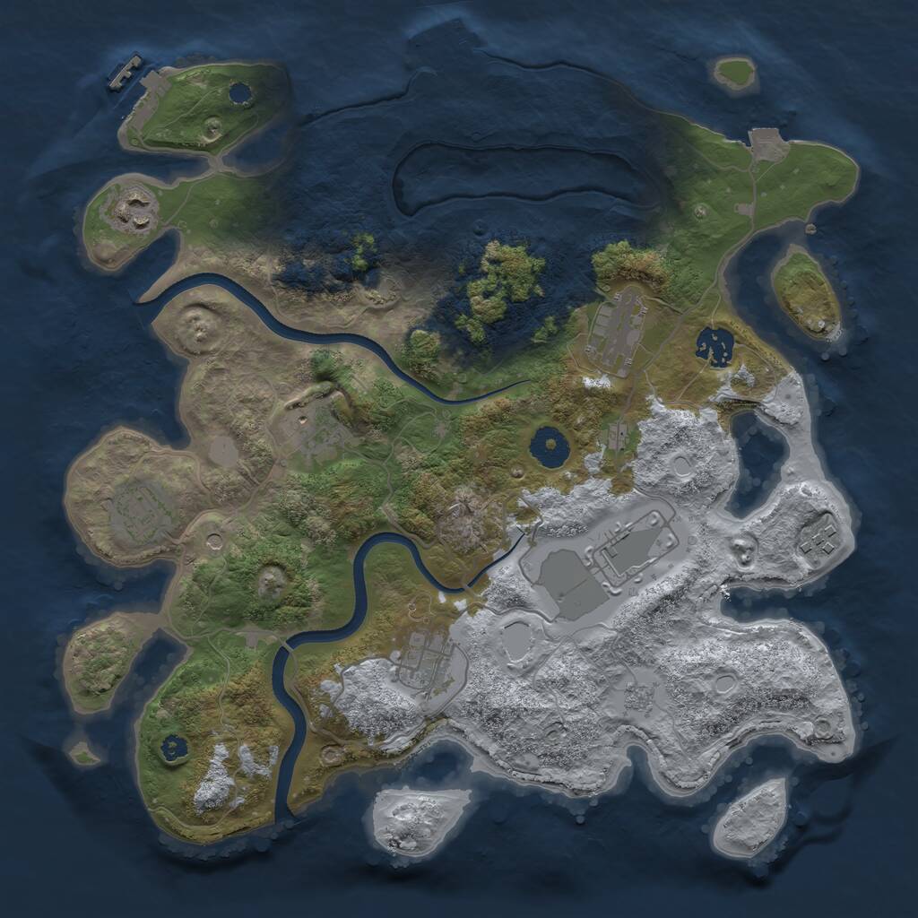 Rust Map: Procedural Map, Size: 3500, Seed: 2033210958, 14 Monuments