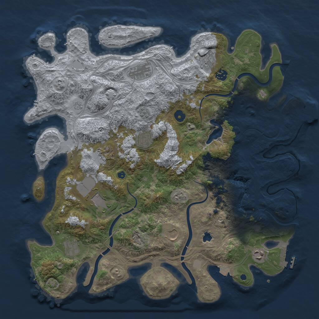 Rust Map: Procedural Map, Size: 4250, Seed: 897743541, 16 Monuments