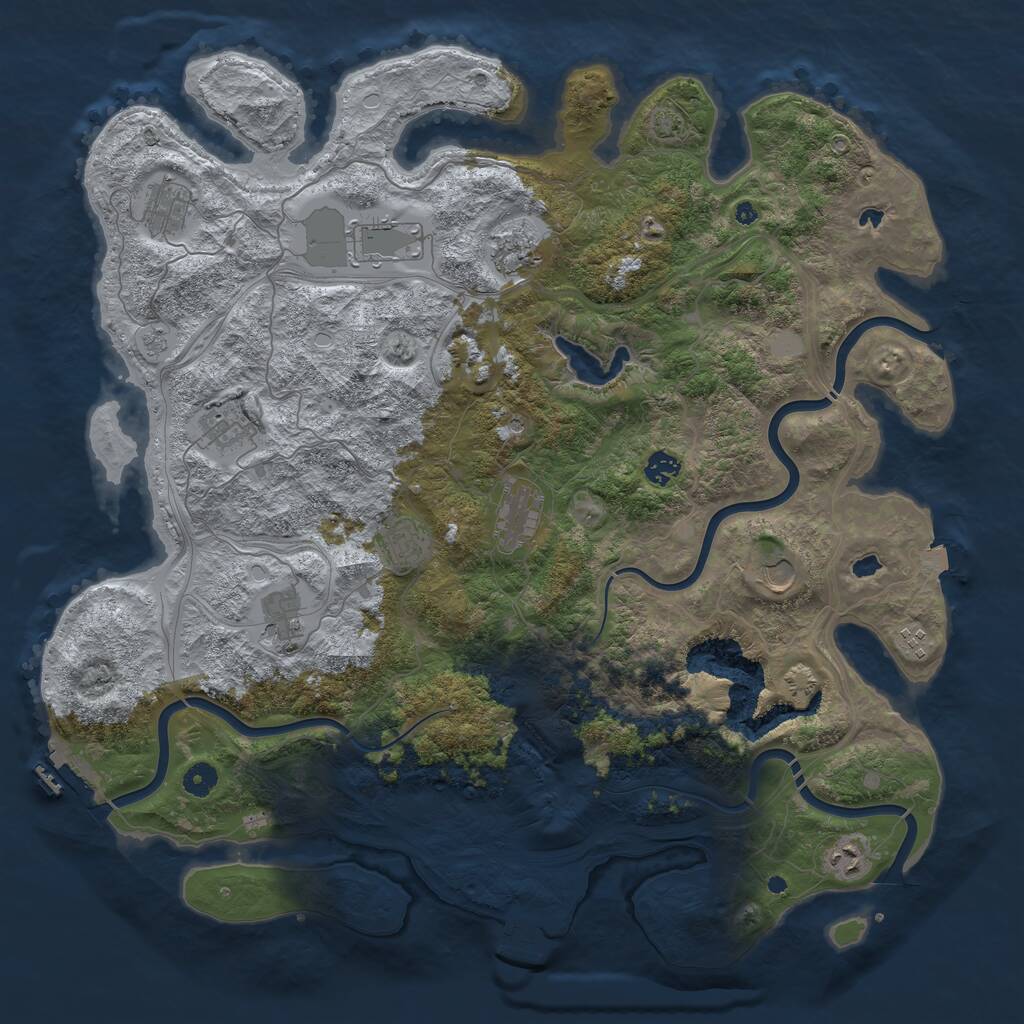 Rust Map: Procedural Map, Size: 4600, Seed: 1713483733, 17 Monuments