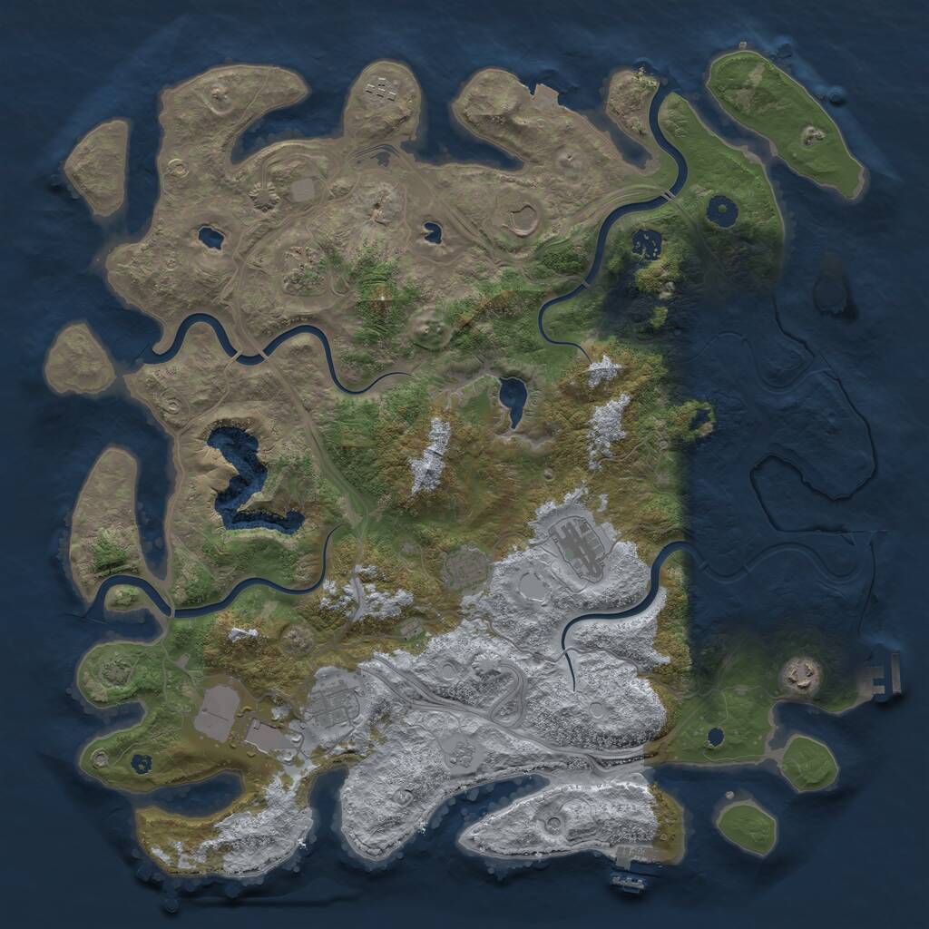 Rust Map: Procedural Map, Size: 4500, Seed: 1997343640, 15 Monuments
