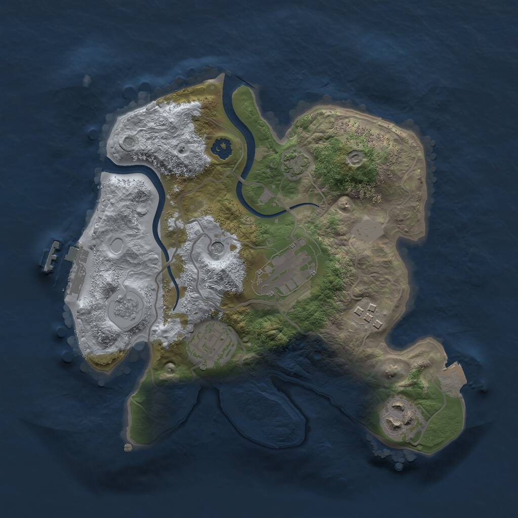 Rust Map: Procedural Map, Size: 2500, Seed: 1018938772, 9 Monuments