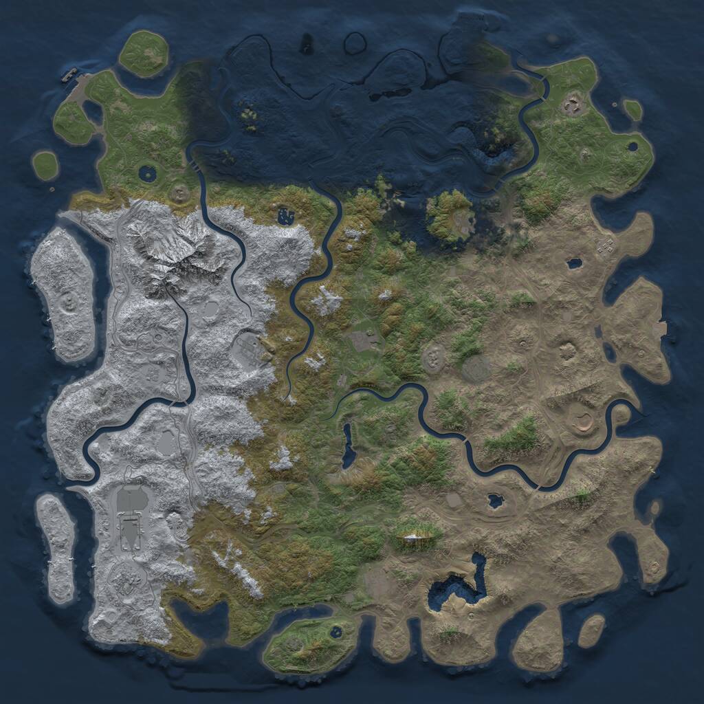 Rust Map: Procedural Map, Size: 6000, Seed: 806920817, 17 Monuments