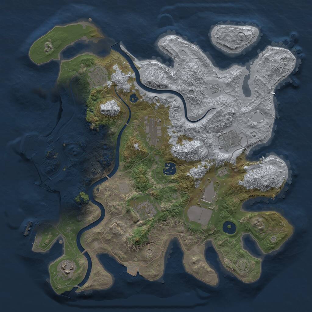 Rust Map: Procedural Map, Size: 3500, Seed: 45814545, 14 Monuments