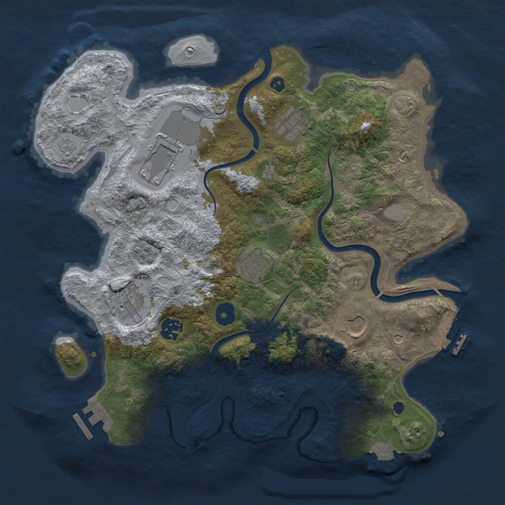 Rust Map: Procedural Map, Size: 3500, Seed: 1481380234, 13 Monuments