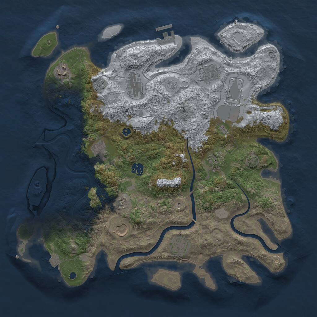 Rust Map: Procedural Map, Size: 3800, Seed: 376967971, 15 Monuments