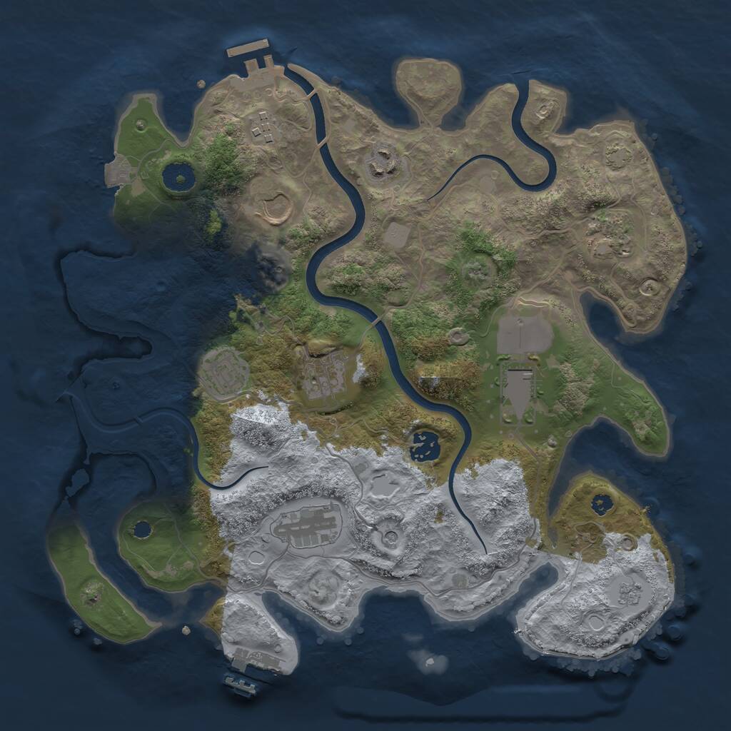 Rust Map: Procedural Map, Size: 3500, Seed: 1137980702, 15 Monuments