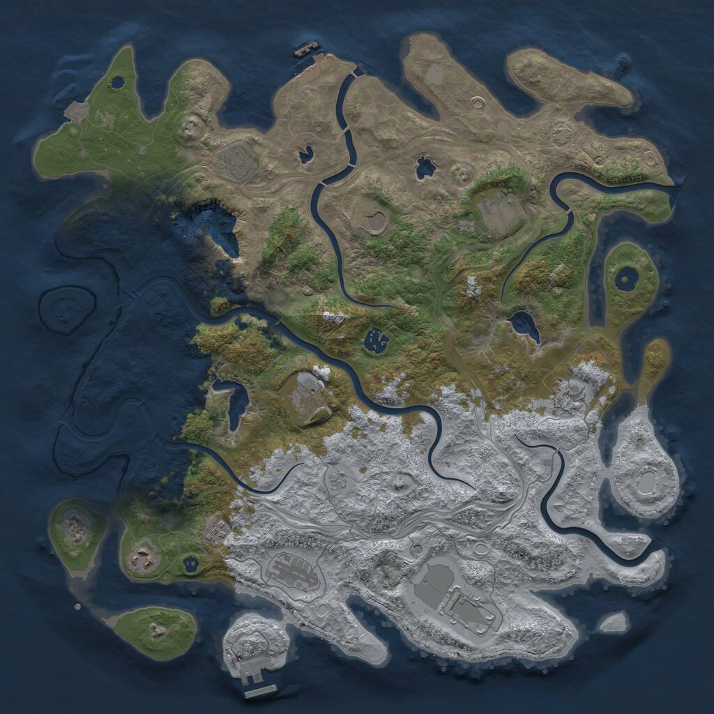 Rust Map: Procedural Map, Size: 4500, Seed: 18373, 16 Monuments