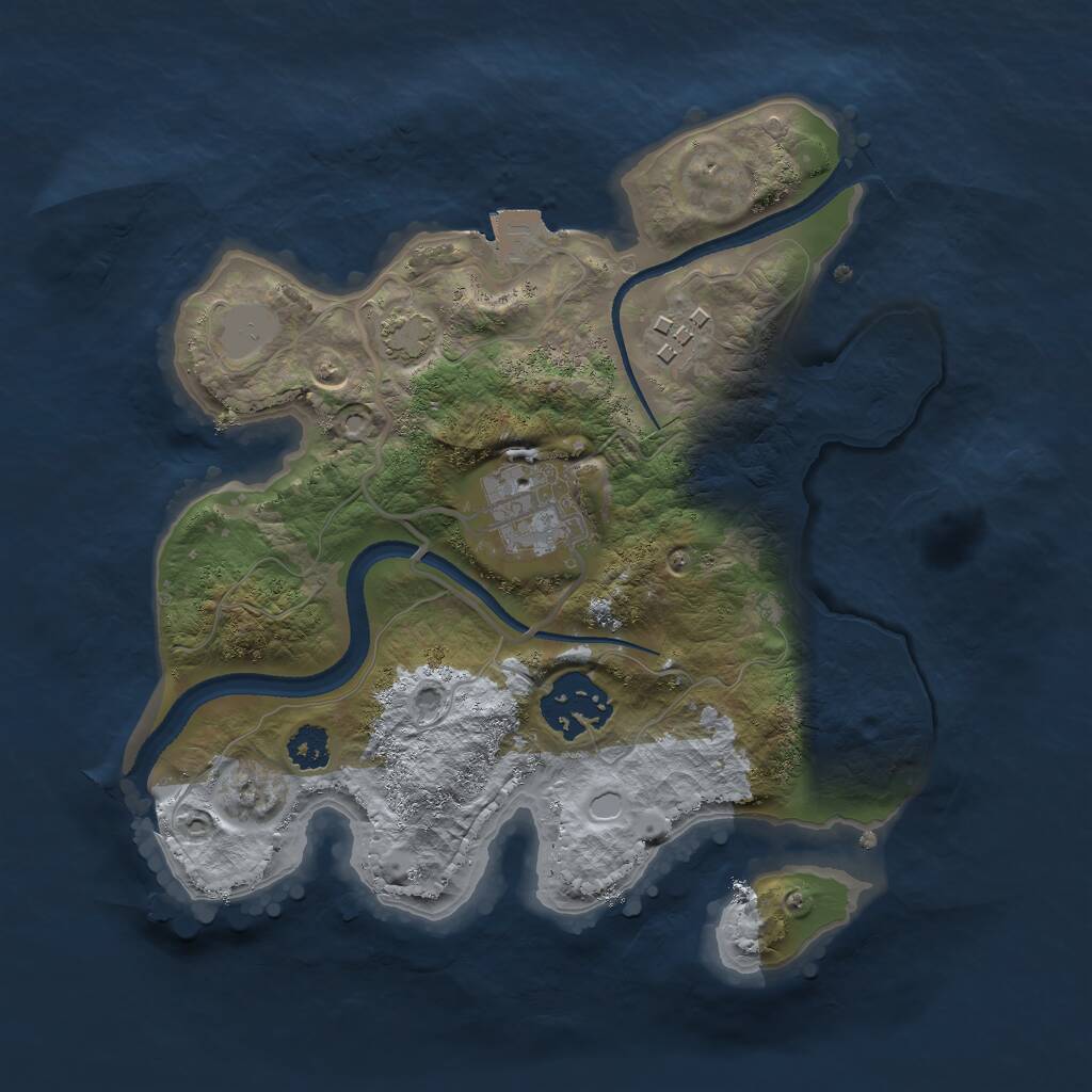 Rust Map: Procedural Map, Size: 2500, Seed: 279710544, 5 Monuments